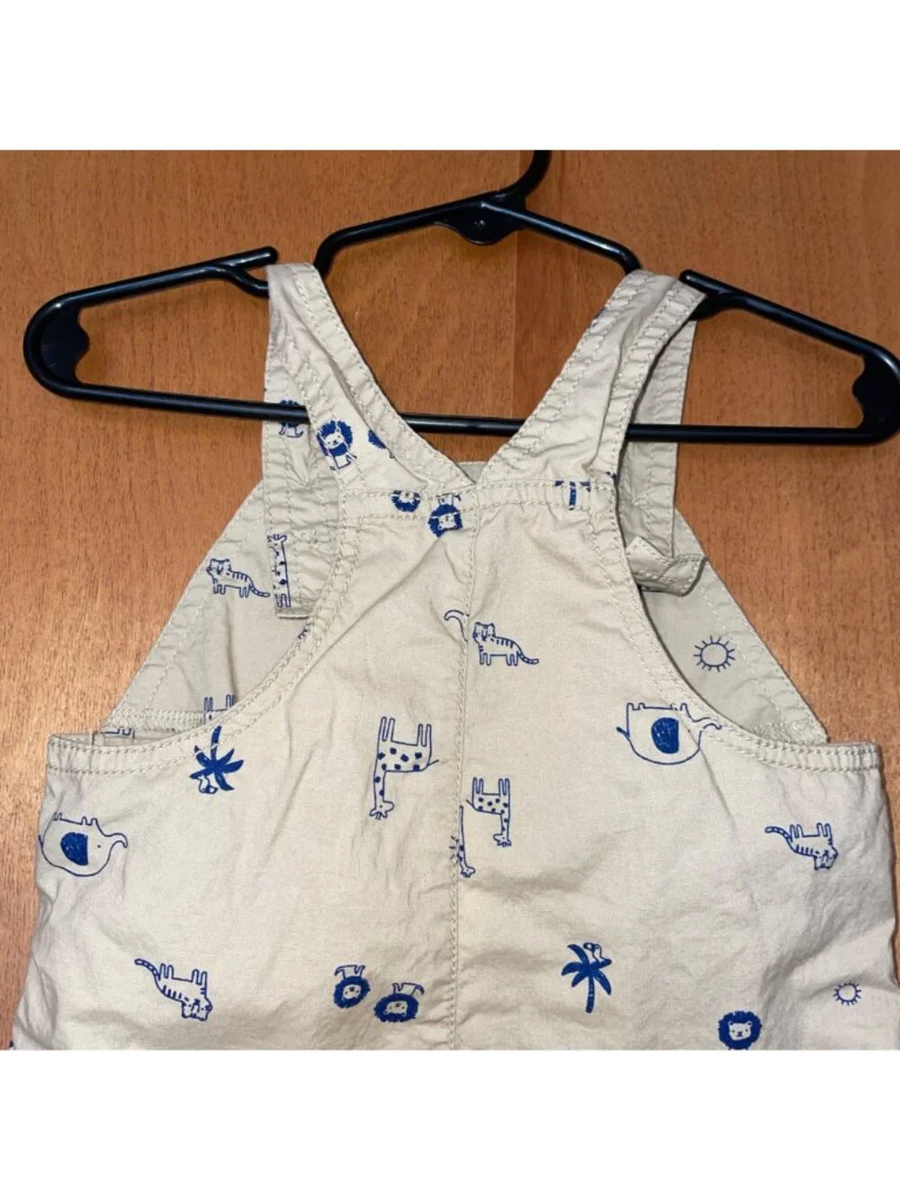 Carter's Overalls Tan Blue Lion Elephant Size 12M